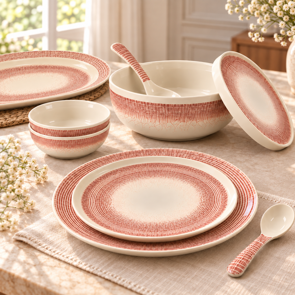 Ofeeco Royal Bliss Rose Fade 40-Piece Dinner Set