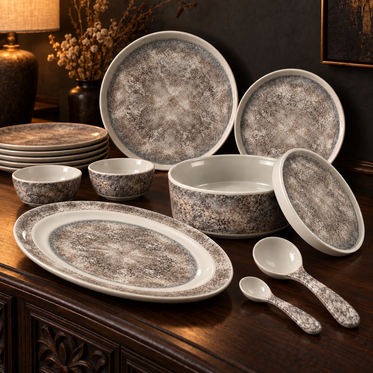 Ofeeco Royal Bliss Smoky Stone 40-Piece Dinner Set