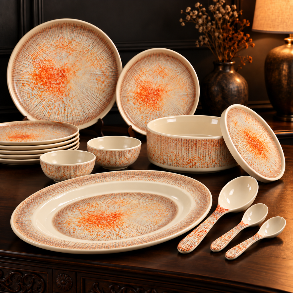 Ofeeco Royal Bliss Orange Sunburst 40-Piece Dinner Set