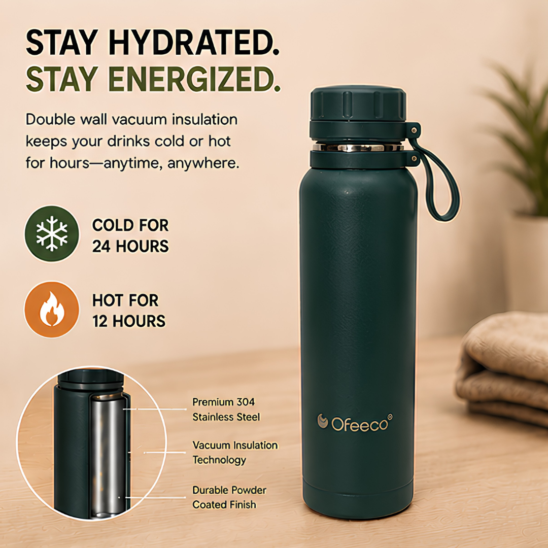Ofeeco ThermoCore Bottle | Double Wall Insulated Leakproof Bottle