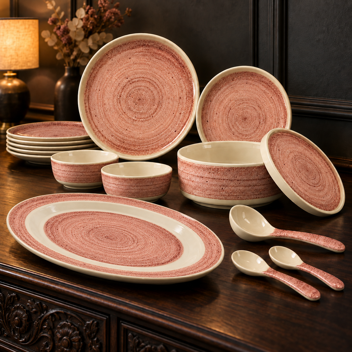 Ofeeco Royal Bliss Dusty Rose 40-Piece Dinner Set