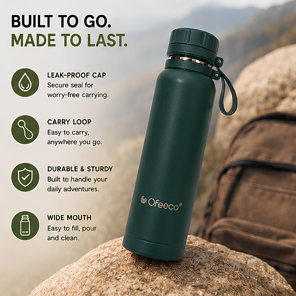 Ofeeco ThermoCore Bottle | Double Wall Insulated Leakproof Bottle