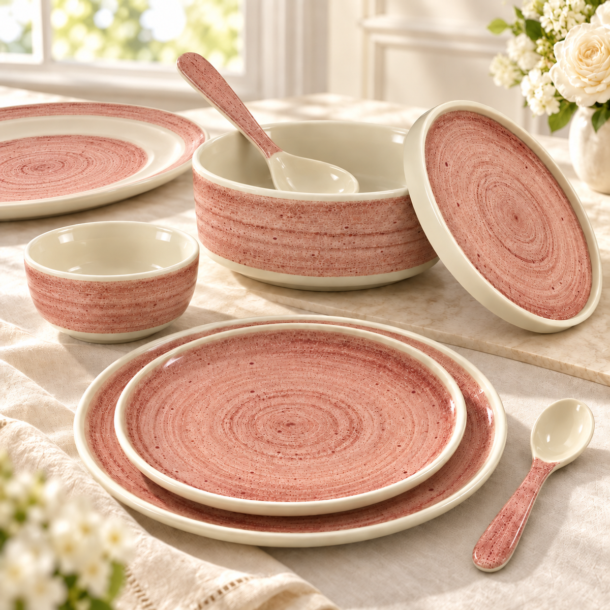 Ofeeco Royal Bliss Dusty Rose 40-Piece Dinner Set
