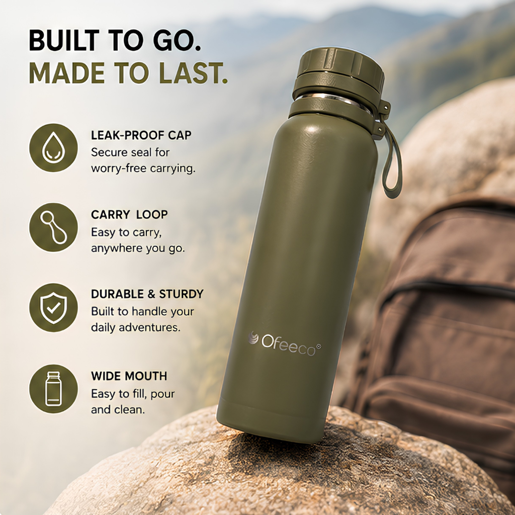 Ofeeco ThermoCore Bottle | Double Wall Insulated Leakproof Bottle
