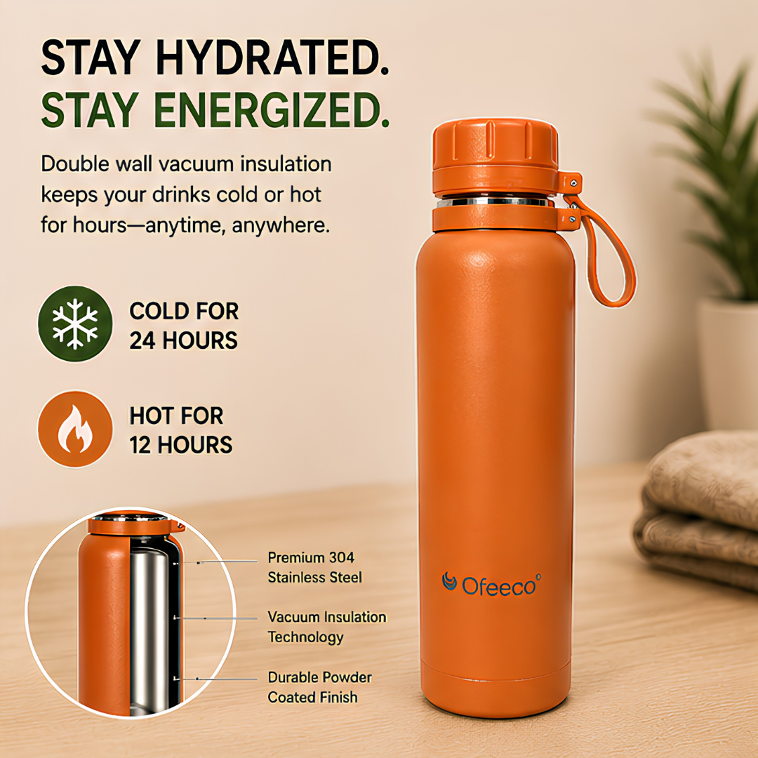 Ofeeco ThermoCore Bottle | Double Wall Insulated Leakproof Bottle