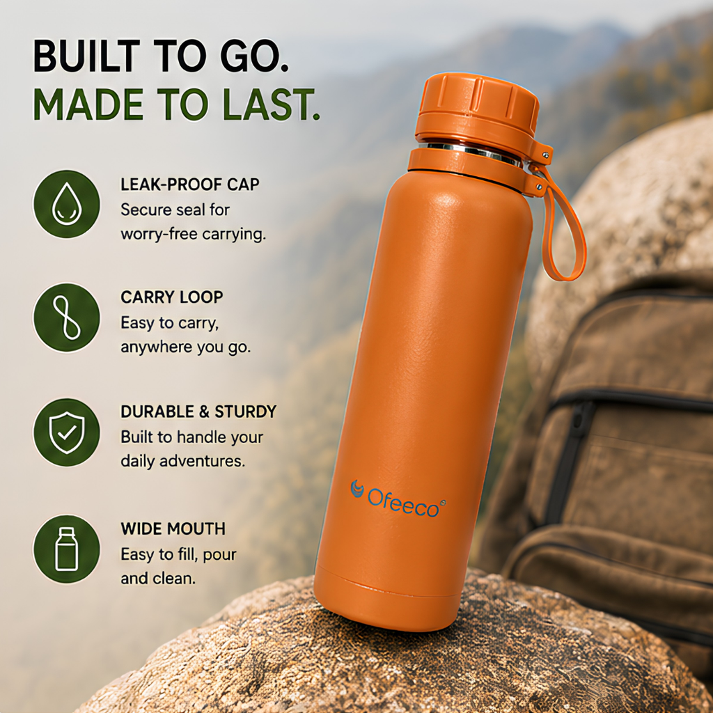 Ofeeco ThermoCore Bottle | Double Wall Insulated Leakproof Bottle