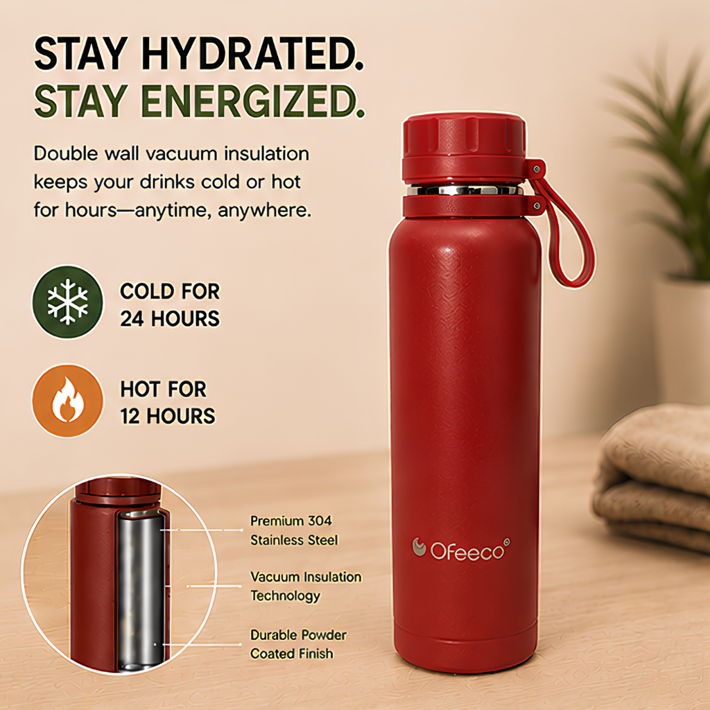 Ofeeco ThermoCore Bottle | Double Wall Insulated Leakproof Bottle