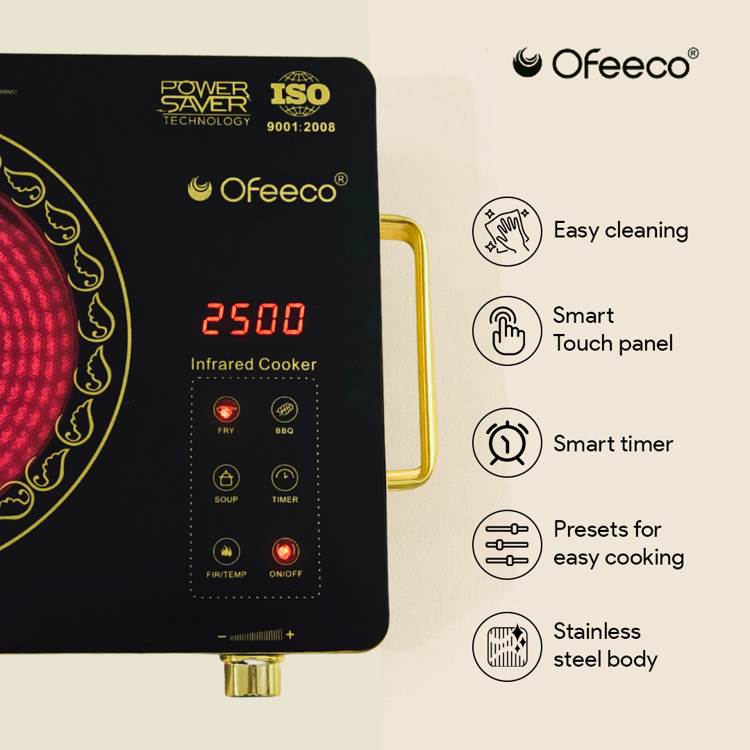 Ofeeco 2500W Infrared Induction Cooktop with Grill Rack
