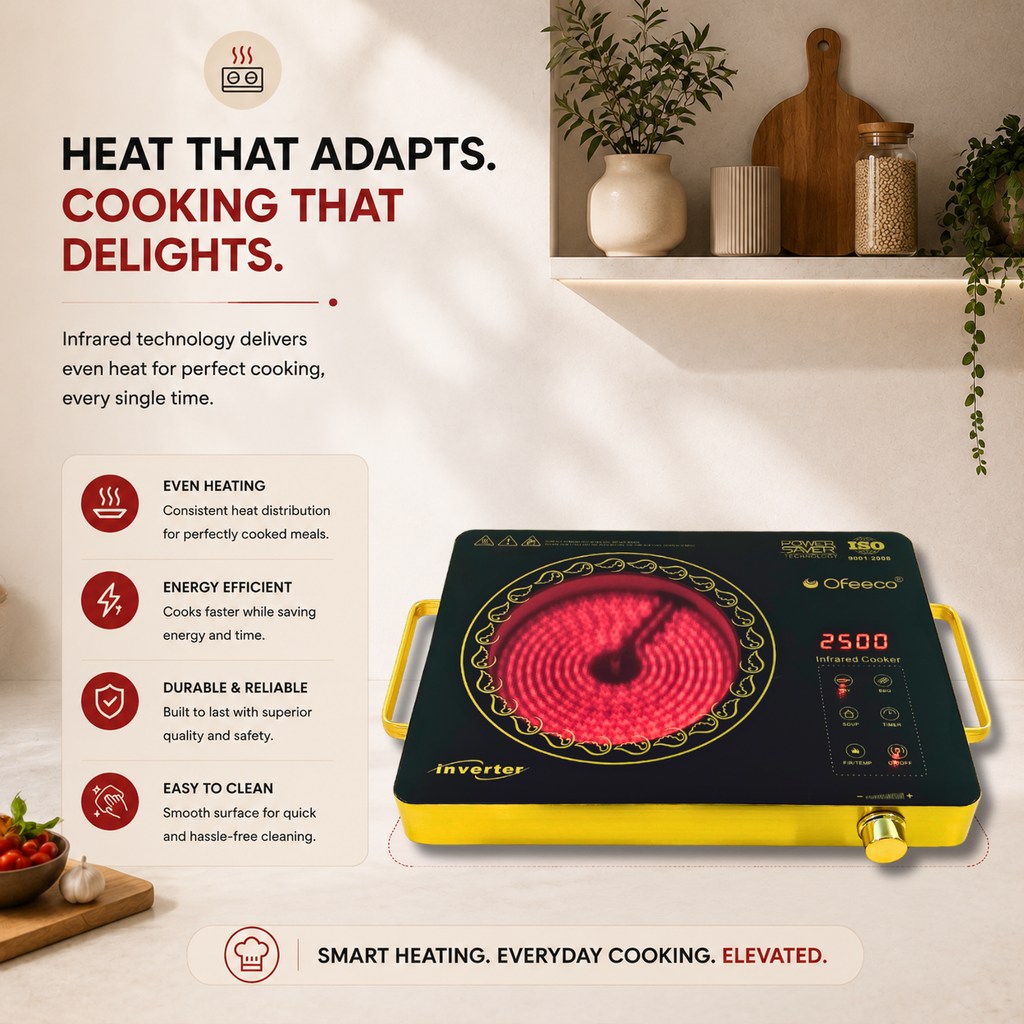 Ofeeco 2500W Infrared Induction Cooktop with Grill Rack