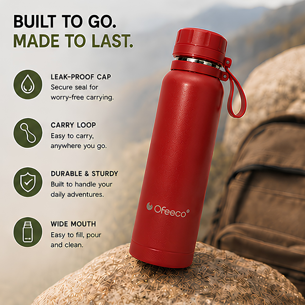 Ofeeco ThermoCore Bottle | Double Wall Insulated Leakproof Bottle