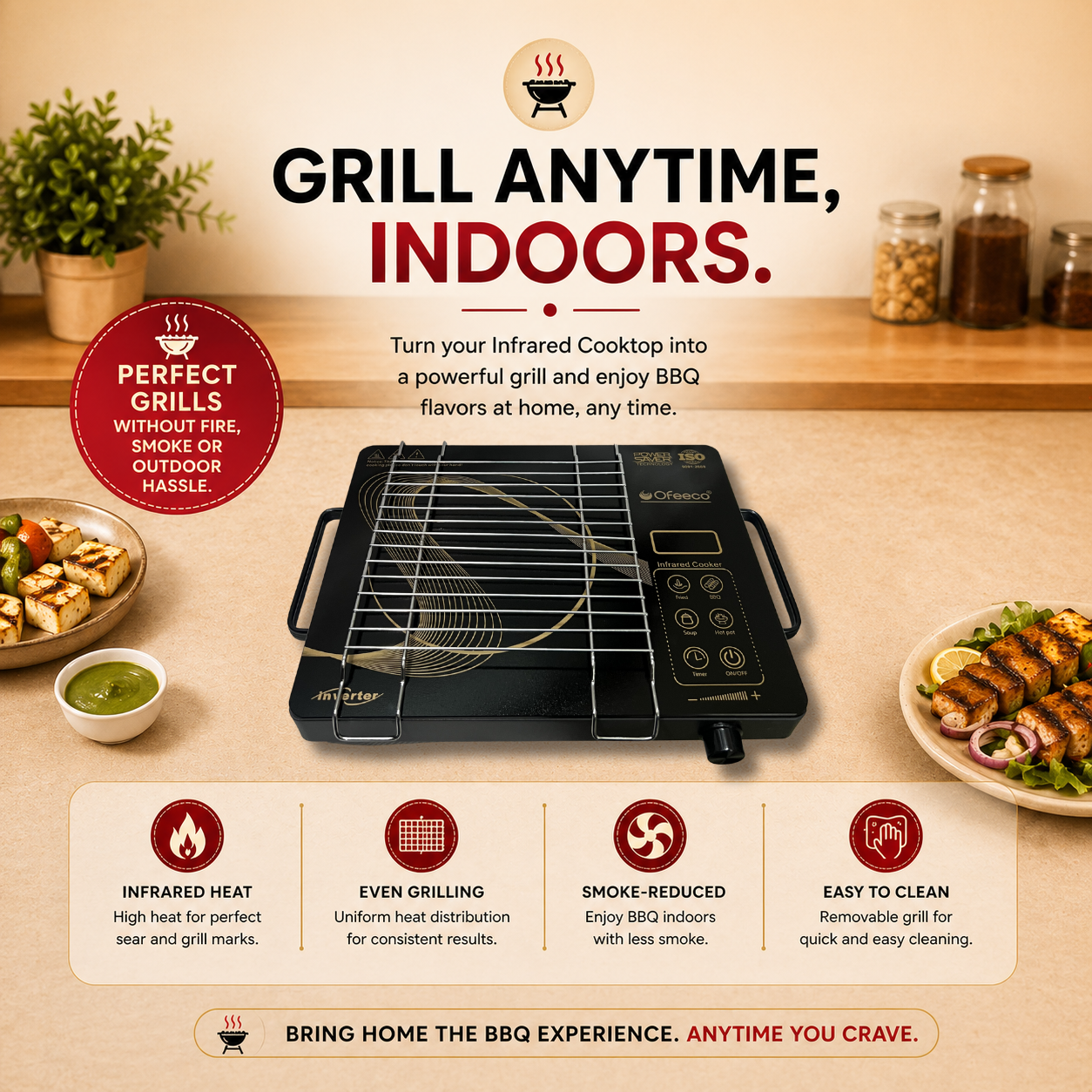 Ofeeco 2500W Infrared Induction Cooktop
