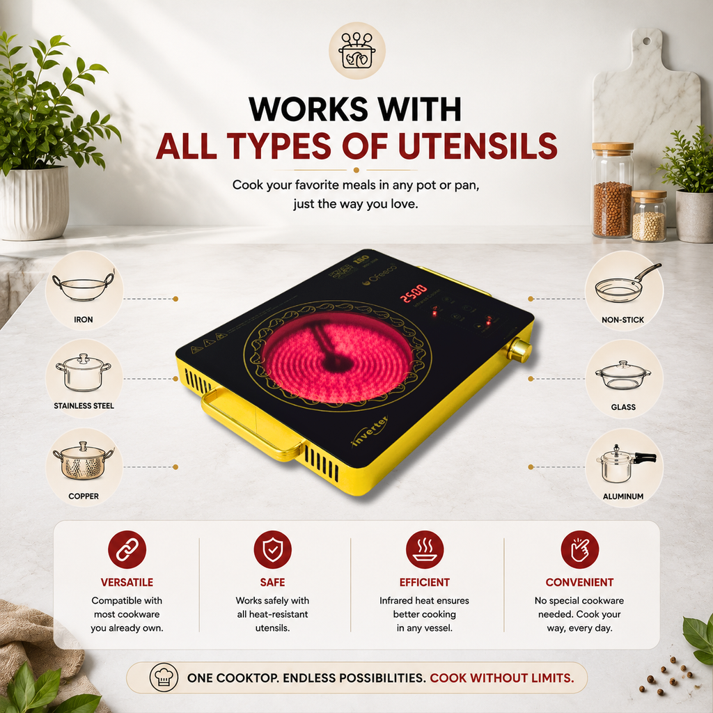 Ofeeco 2500W Infrared Induction Cooktop with Grill Rack