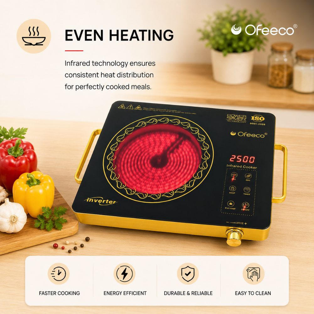 Ofeeco 2500W Infrared Induction Cooktop with Grill Rack