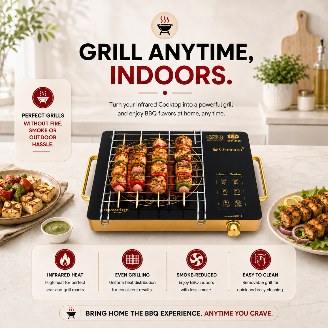 Ofeeco 2500W Infrared Induction Cooktop with Grill Rack
