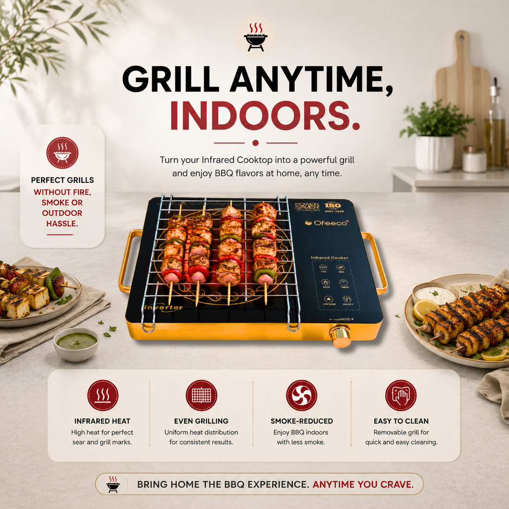 Ofeeco 2500W Infrared Induction Cooktop with Grill Rack