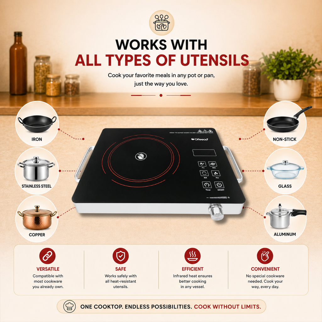 Ofeeco 2200W Infrared Induction Cooktop