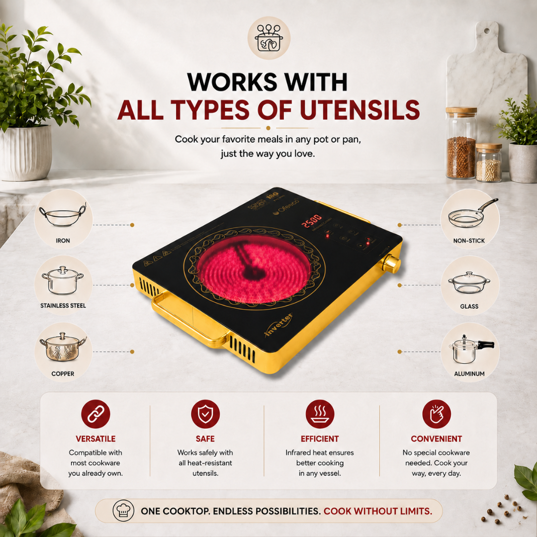 Ofeeco 2500W Infrared Induction Cooktop with Grill Rack