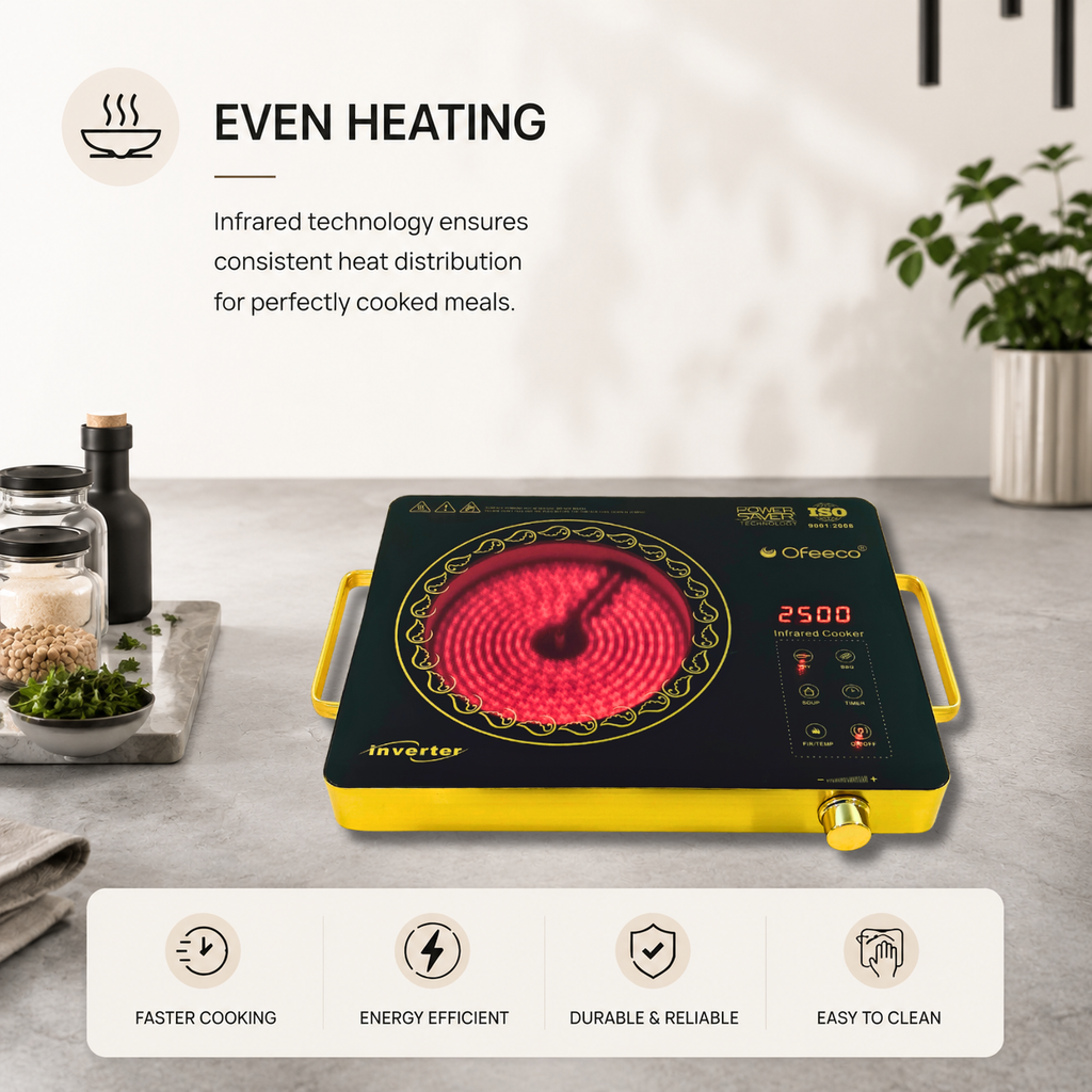 Ofeeco 2500W Infrared Induction Cooktop with Grill Rack
