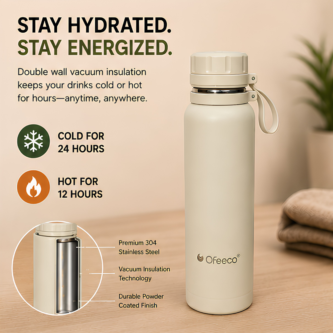 Ofeeco ThermoCore Bottle | Double Wall Insulated Leakproof Bottle
