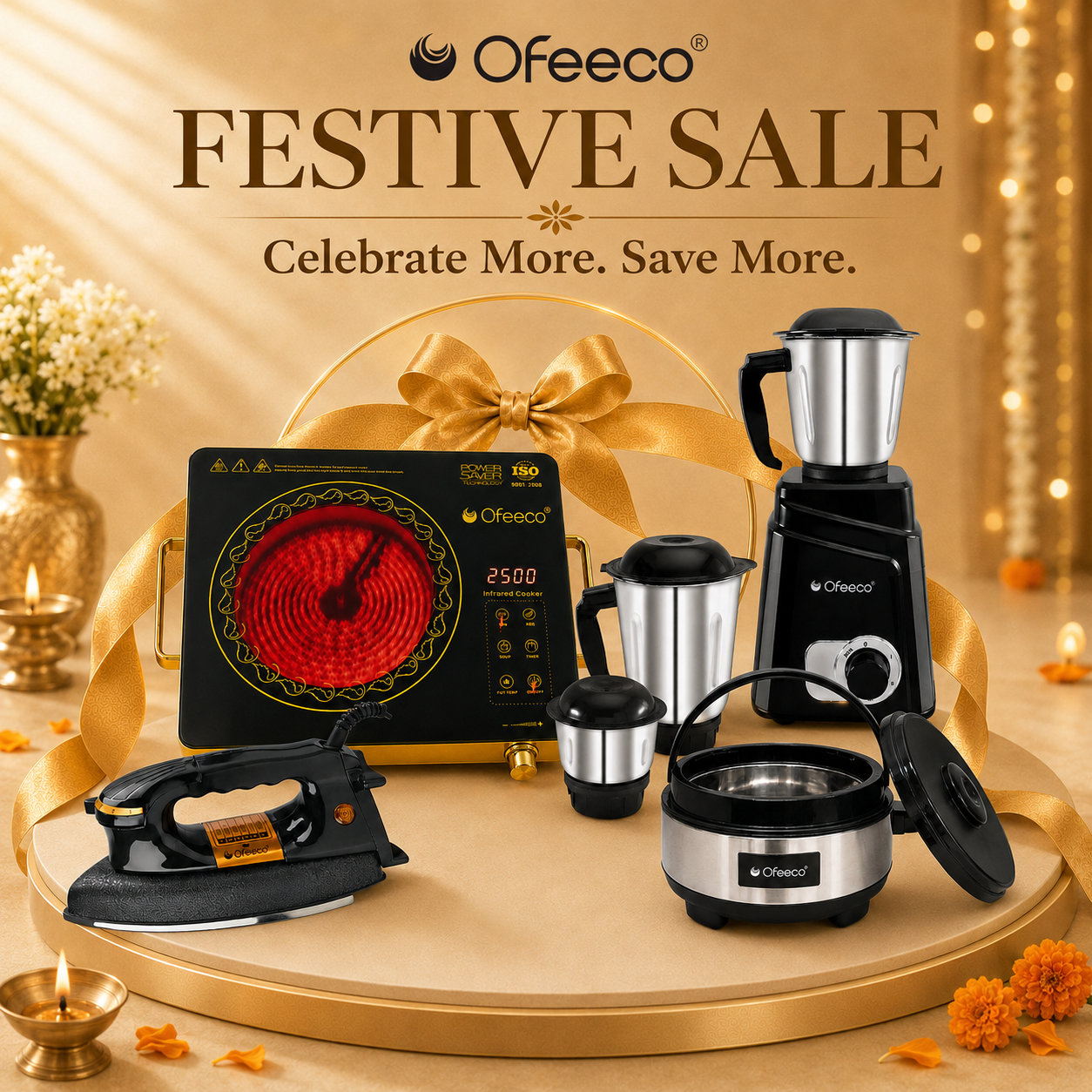 Festival Bundles - Dry Iron | Infrared Cooktop | Mixer Grinder | Casserole