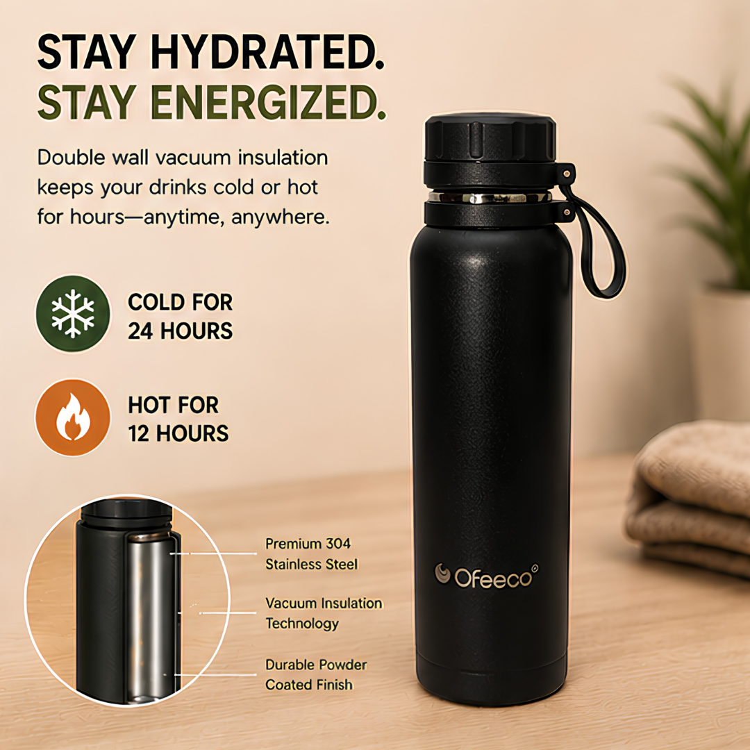 Ofeeco ThermoCore Bottle | Double Wall Insulated Leakproof Bottle