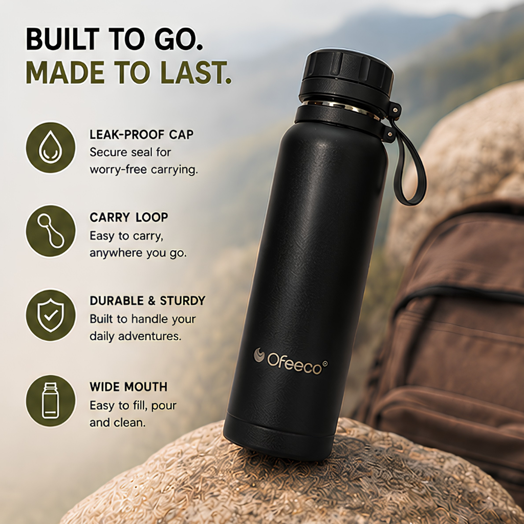 Ofeeco ThermoCore Bottle | Double Wall Insulated Leakproof Bottle