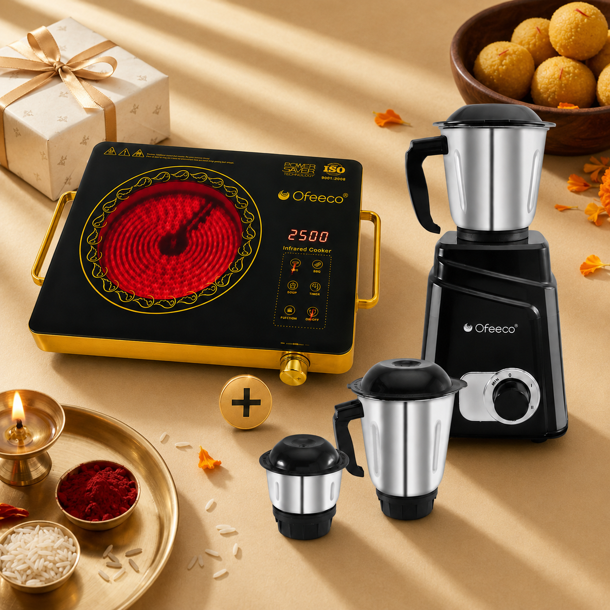 Ofeeco 2500W Infrared Induction Cooktop with Grill Rack