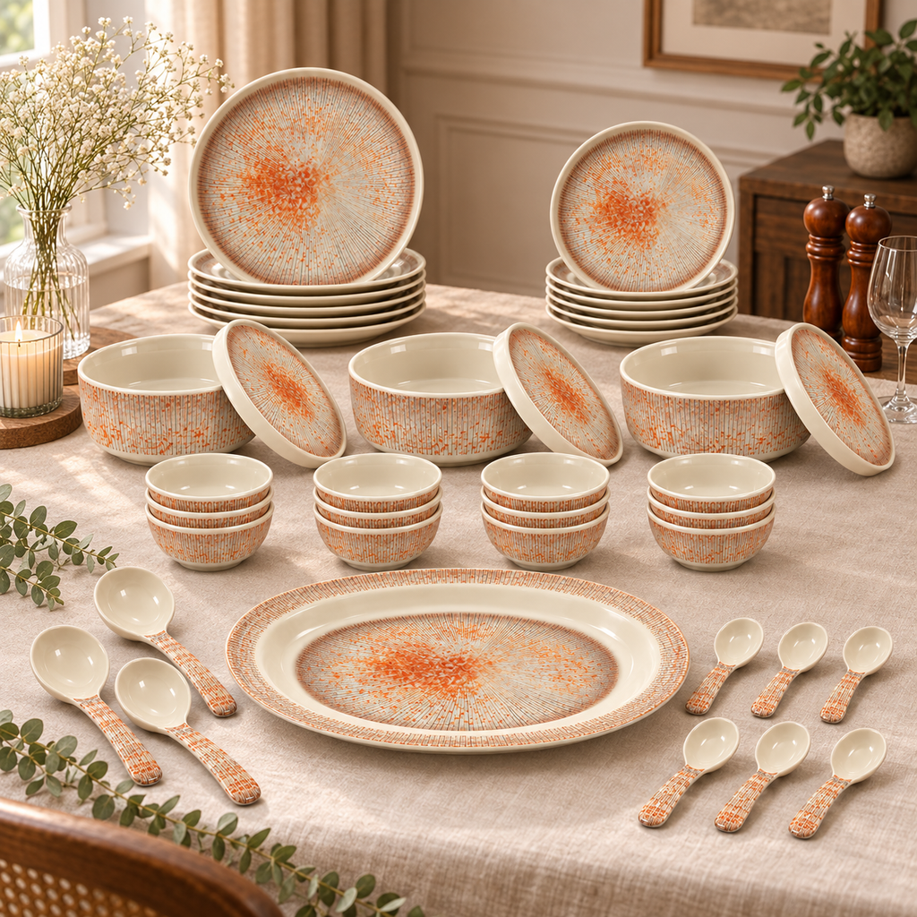 Ofeeco Royal Bliss Orange Sunburst 40-Piece Dinner Set