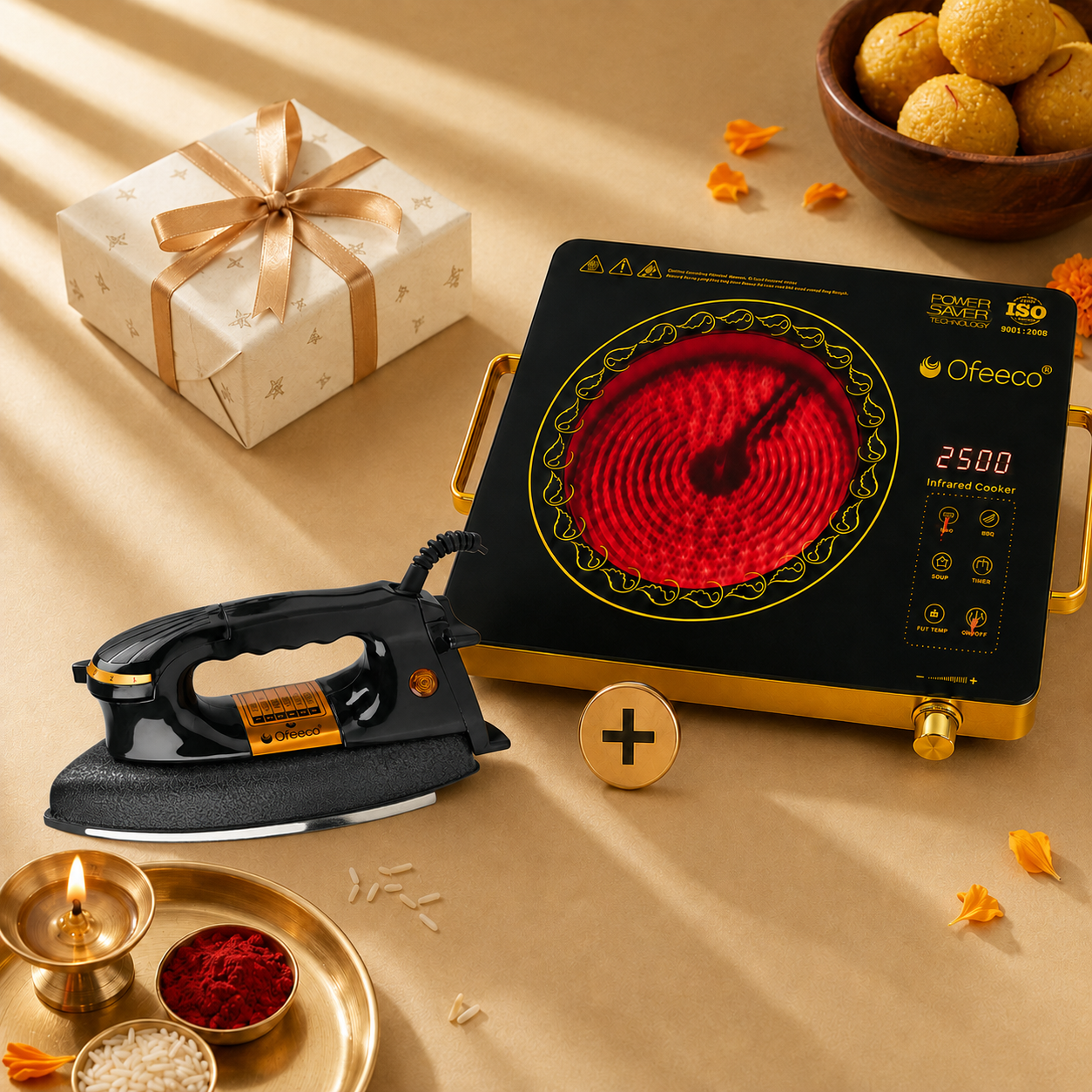 Ofeeco 2500W Infrared Induction Cooktop with Grill Rack