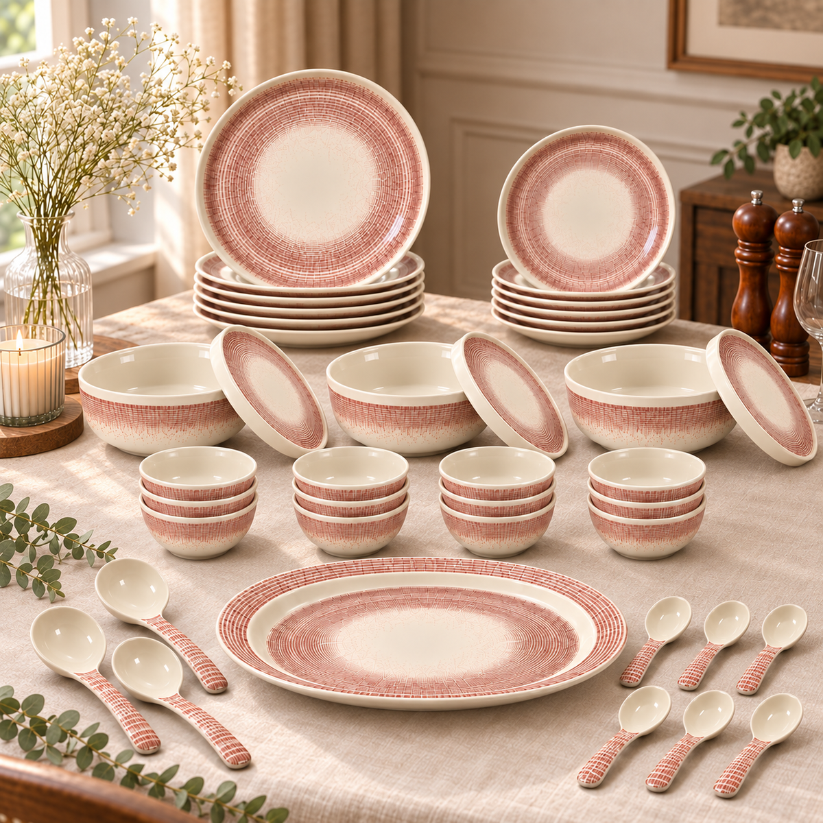 Ofeeco Royal Bliss Rose Fade 40-Piece Dinner Set